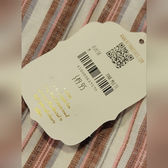 Altar'd State 65% rayon, 35% Linen, Pink multi, stripped mini skirt. SIZE M - Picture 3 of 5